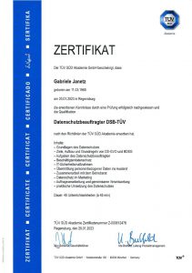 Zertifikat Datenschutzbeauftragte